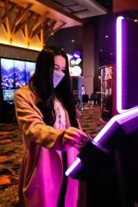 Guest at a kiosk